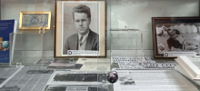 Image shows a display entitled Acts of Kindness: the philanthropy of David Robinson