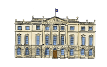 A coloured drawing of a historic building in London - Stratford House off Bond Street